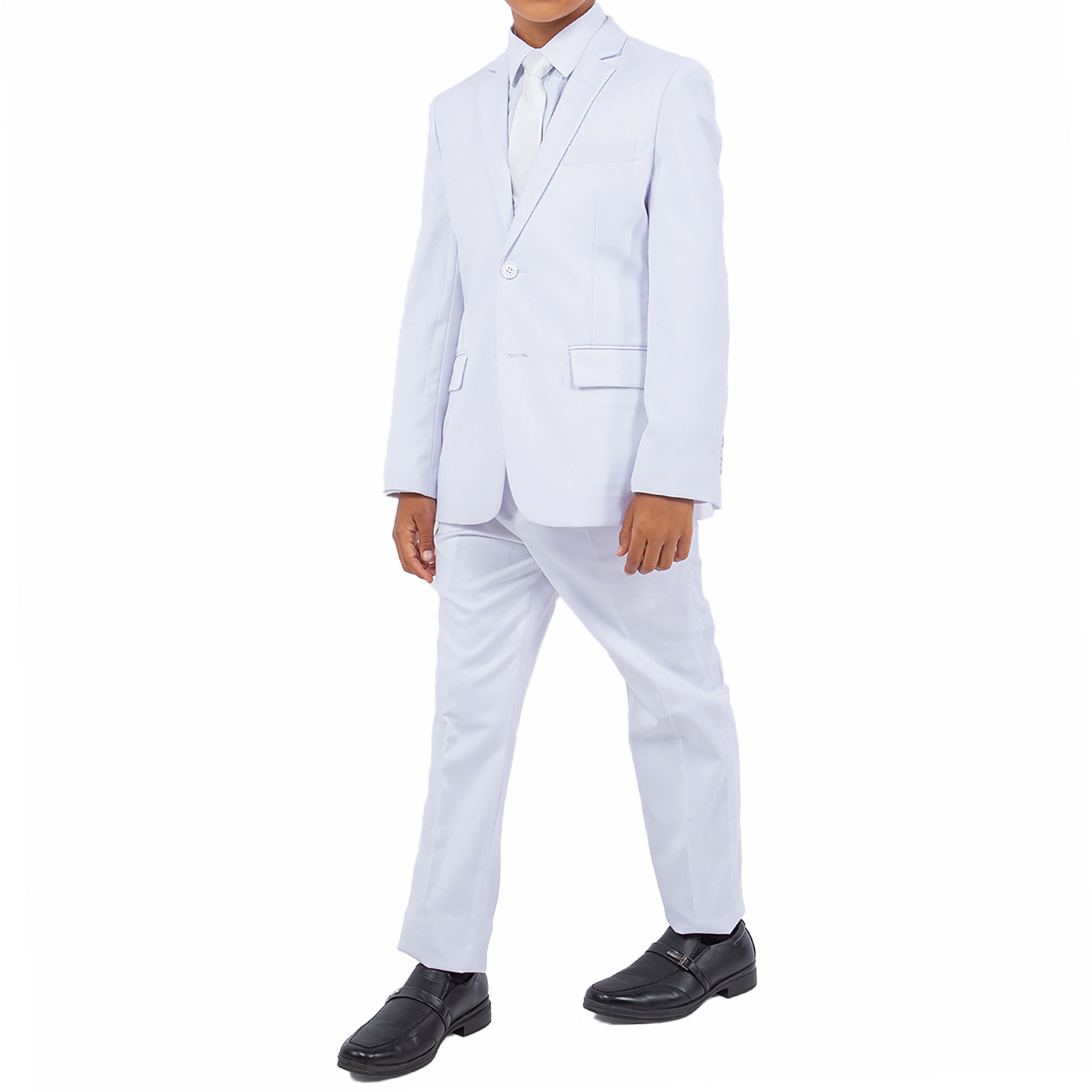 Tazzio Boy's 5pc Solid Suit With Shirt & Tie